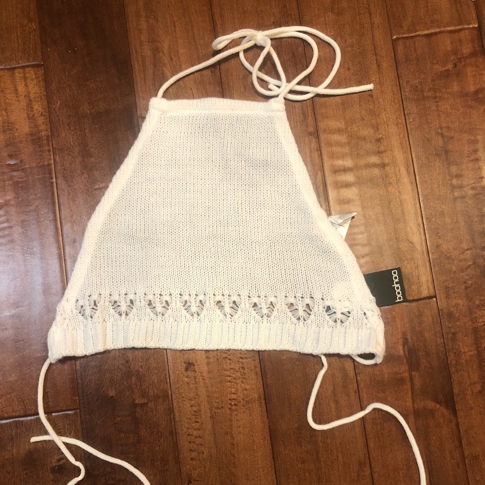 White Tie-Up Crop Top